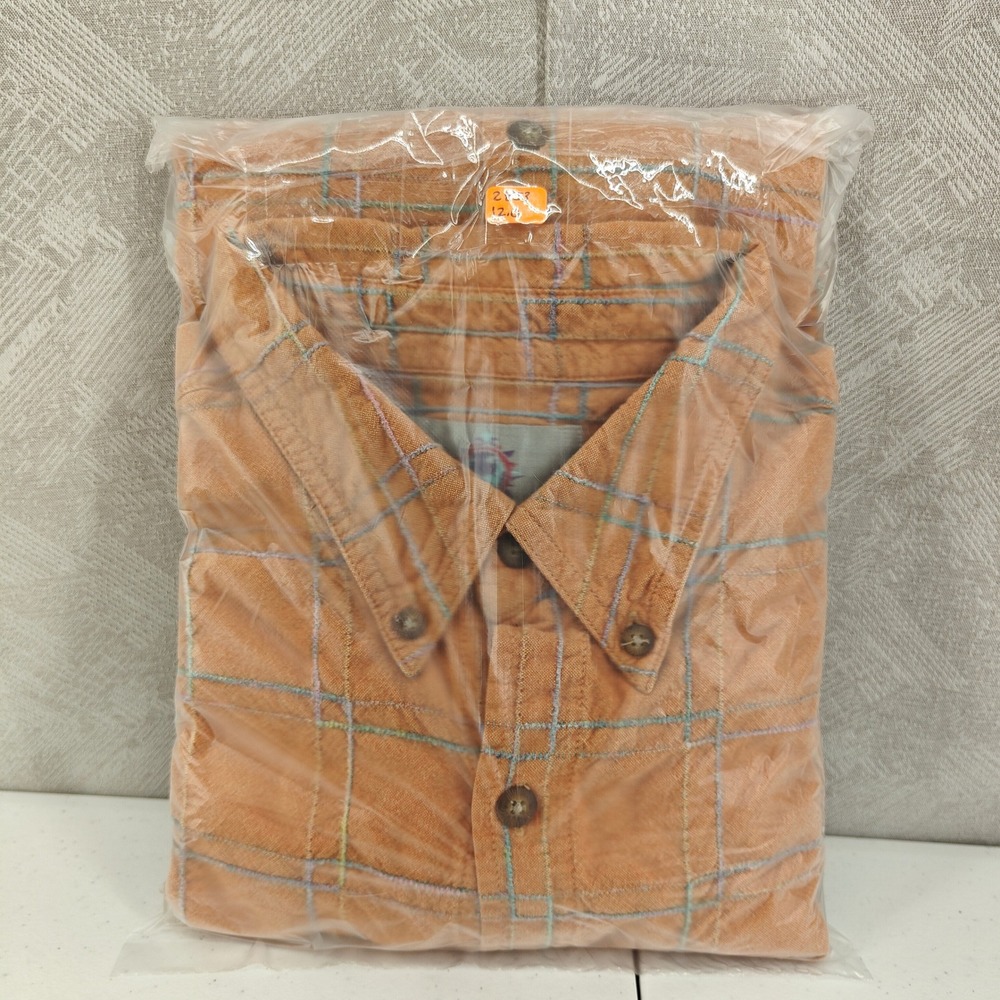 The Territory Ahead Shirt Mens XL Orange Grid Textured Cotton Rayon Long Sleeve - Picture 12 of 13